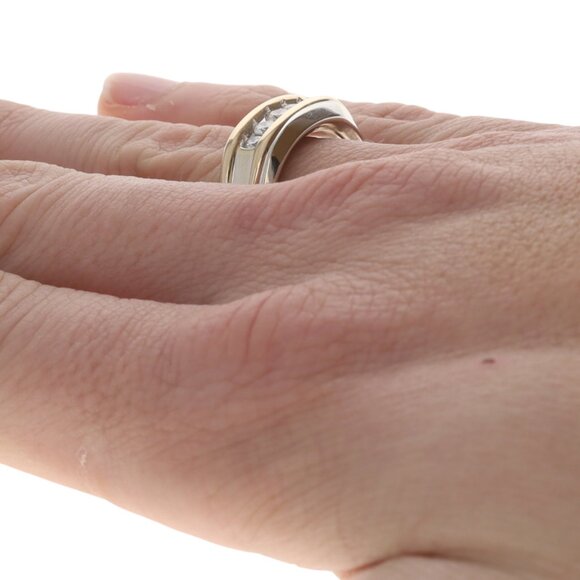 White Gold Diamond Men's Wedding Band 14k Round .50ctw Five-Stone Ring SZ 11 3/4 - Picture 4 of 6